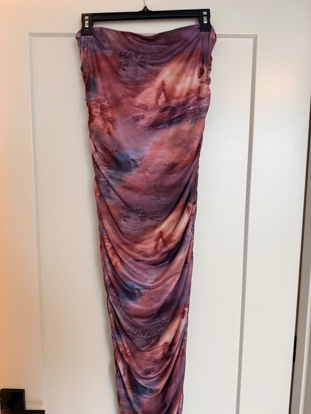 Pretty Garbage Draped Sunset Print Bodycon Dress - Size L - Picture 2 of 5